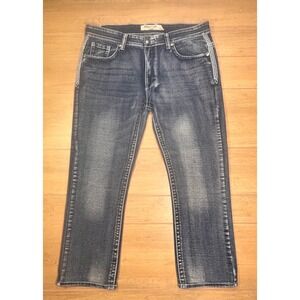 Blue Cult Denim‎ Jeans Men's Sz36 Straight Leg Blue Wash Embroidered Pockets VTG